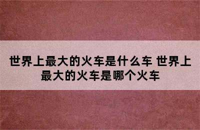 世界上最大的火车是什么车 世界上最大的火车是哪个火车